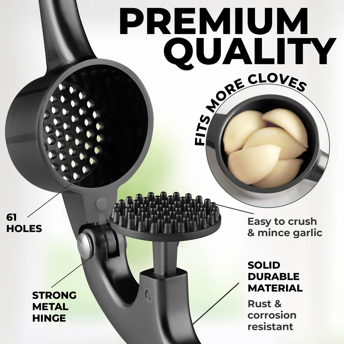 Zulay Kitchen garlic press with lifetime warranty for durability