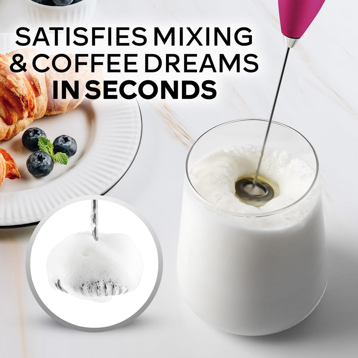 Zulay Kitchen handheld milk foamer enhances coffee texture with creamy foam