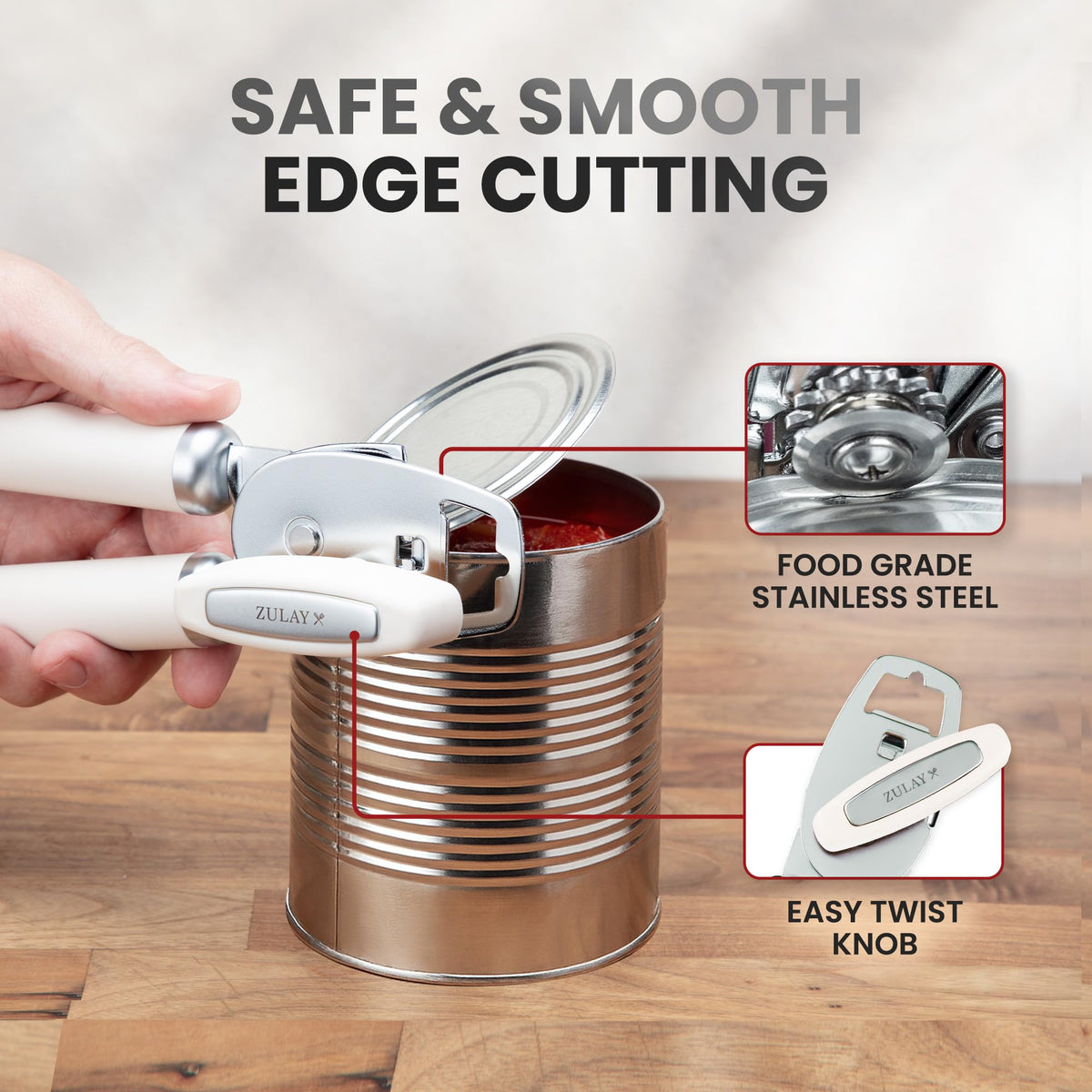 Zulay Kitchen turn-knob action delivers smooth, effortless cutting.