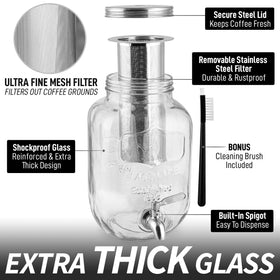 Zulay Kitchen iced coffee and sun tea brewer for fridge or countertop use.