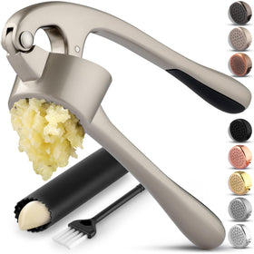 Zulay Kitchen large premium garlic press set with bigger bowl for easier paste.