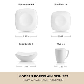 Close-up of Luna porcelain with a smooth glaze and modern square shape.