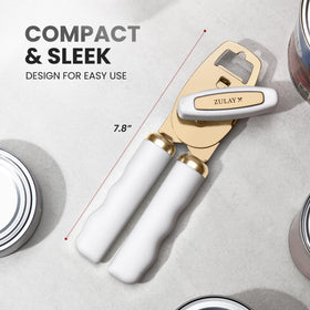 Zulay Kitchen manual opener doubles as a reliable bottle opener for quick access.
