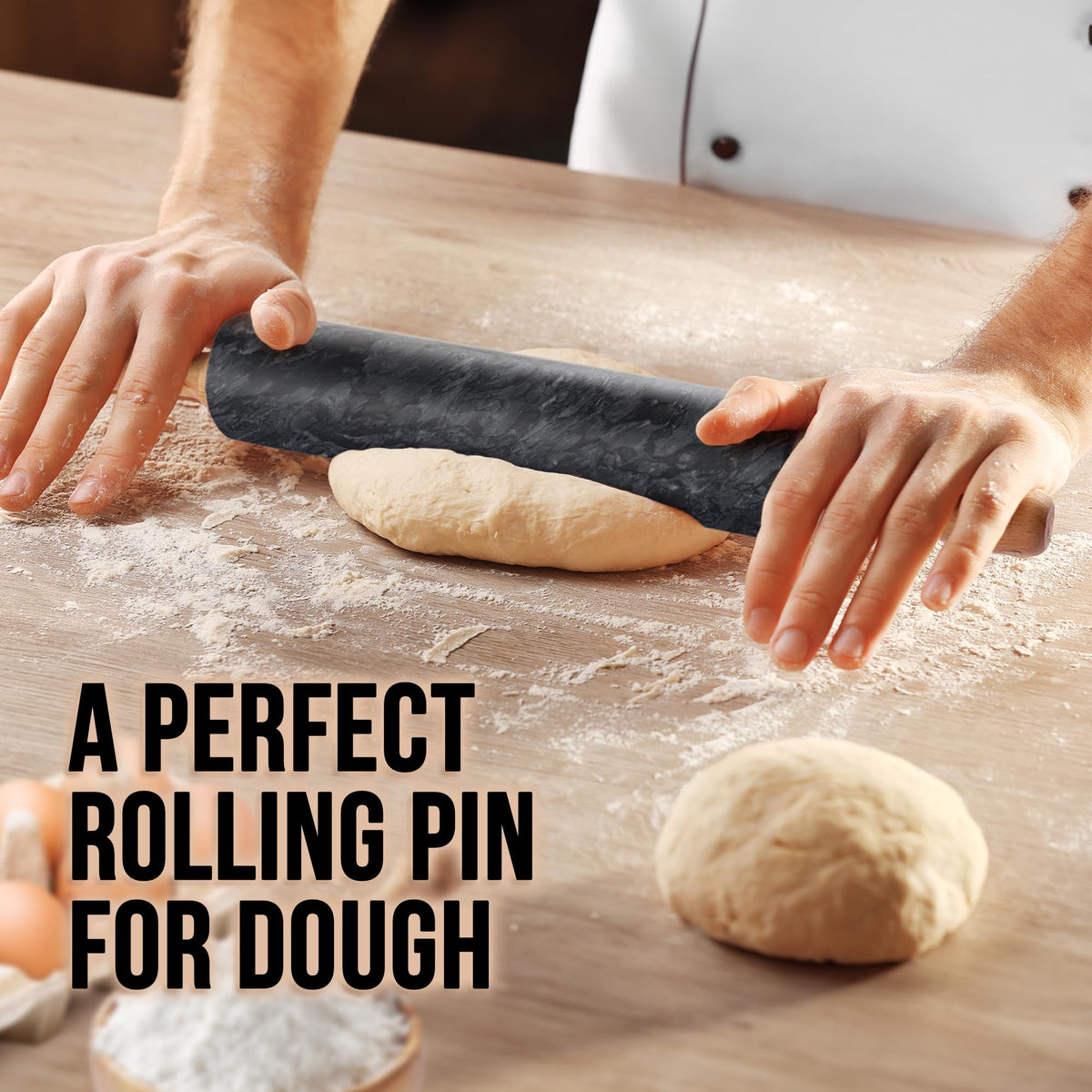 Zulay Kitchen marble rolling pin with 360-degree bearings for effortless flattening