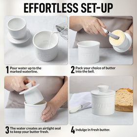 Zulay Kitchen butter crock shows marked water line for accurate filling