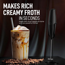 Zulay Kitchen executive frother blends matcha or shakes smoothly.