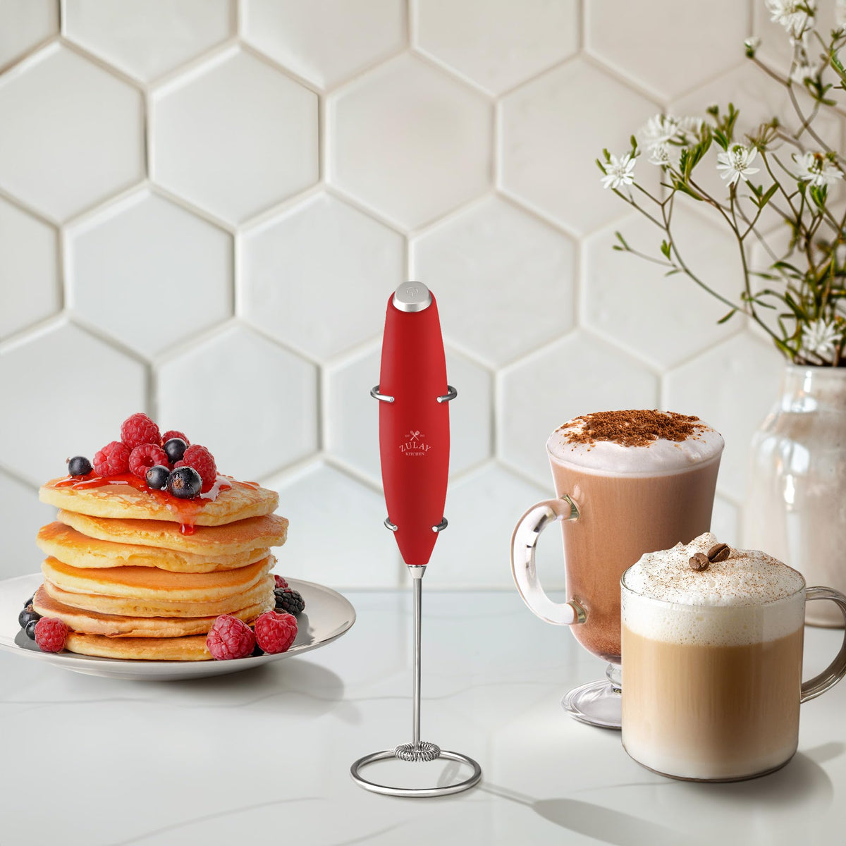Foam forming on cappuccino using Zulay milk frother