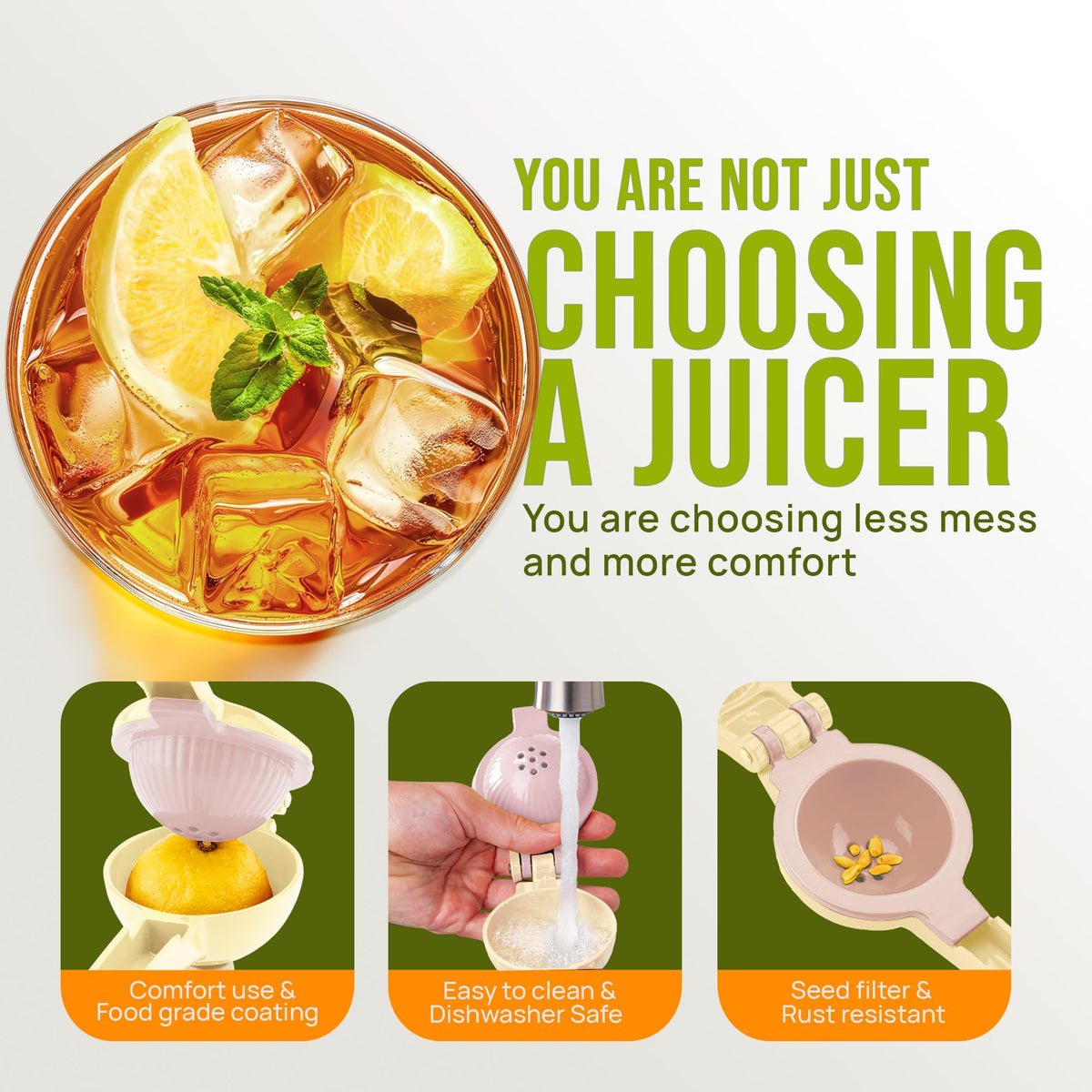 Zulay Kitchen ergonomic handle provides comfortable squeezing for all ages.