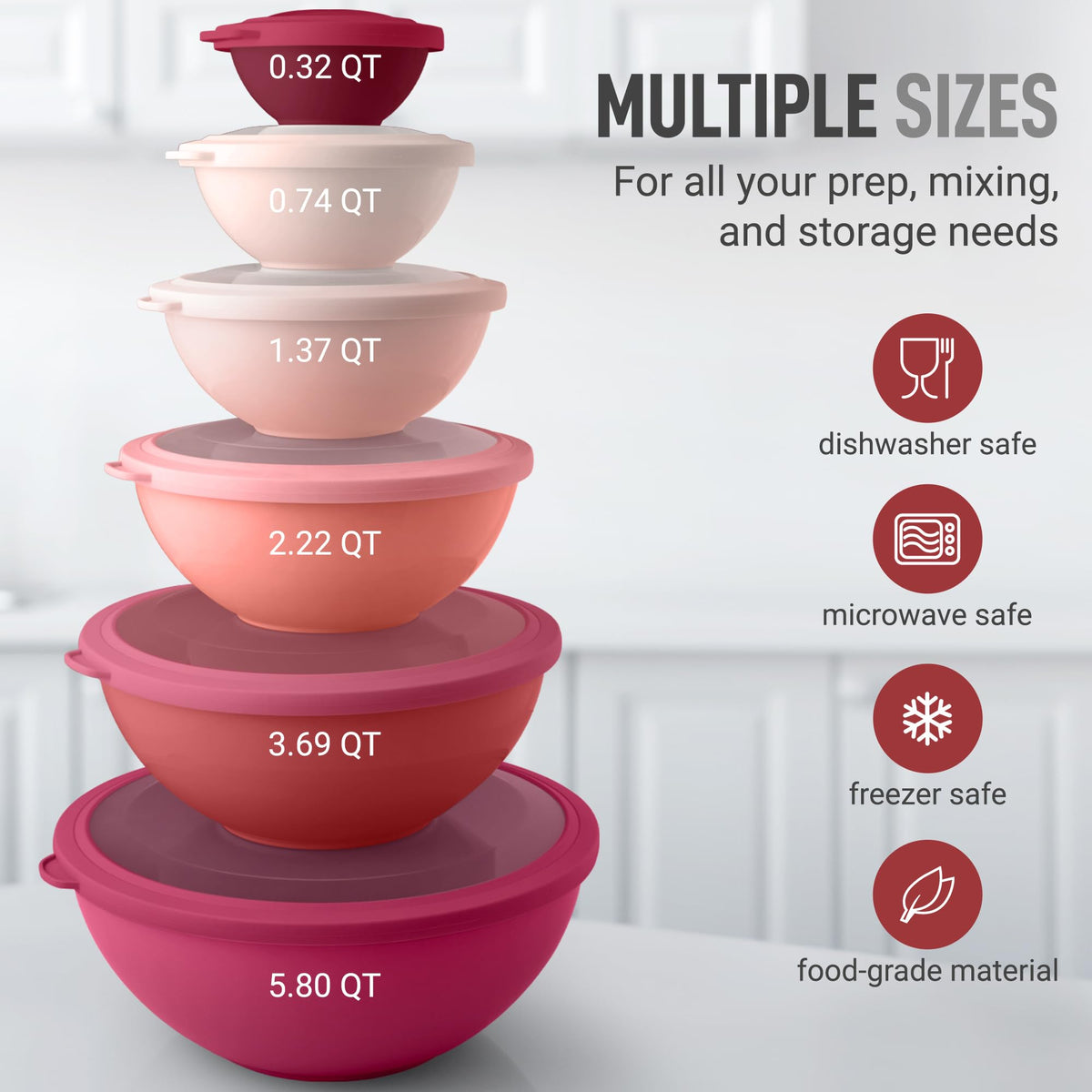 Zulay Kitchen microwave and freezer safe bowls keep ingredients fresh.