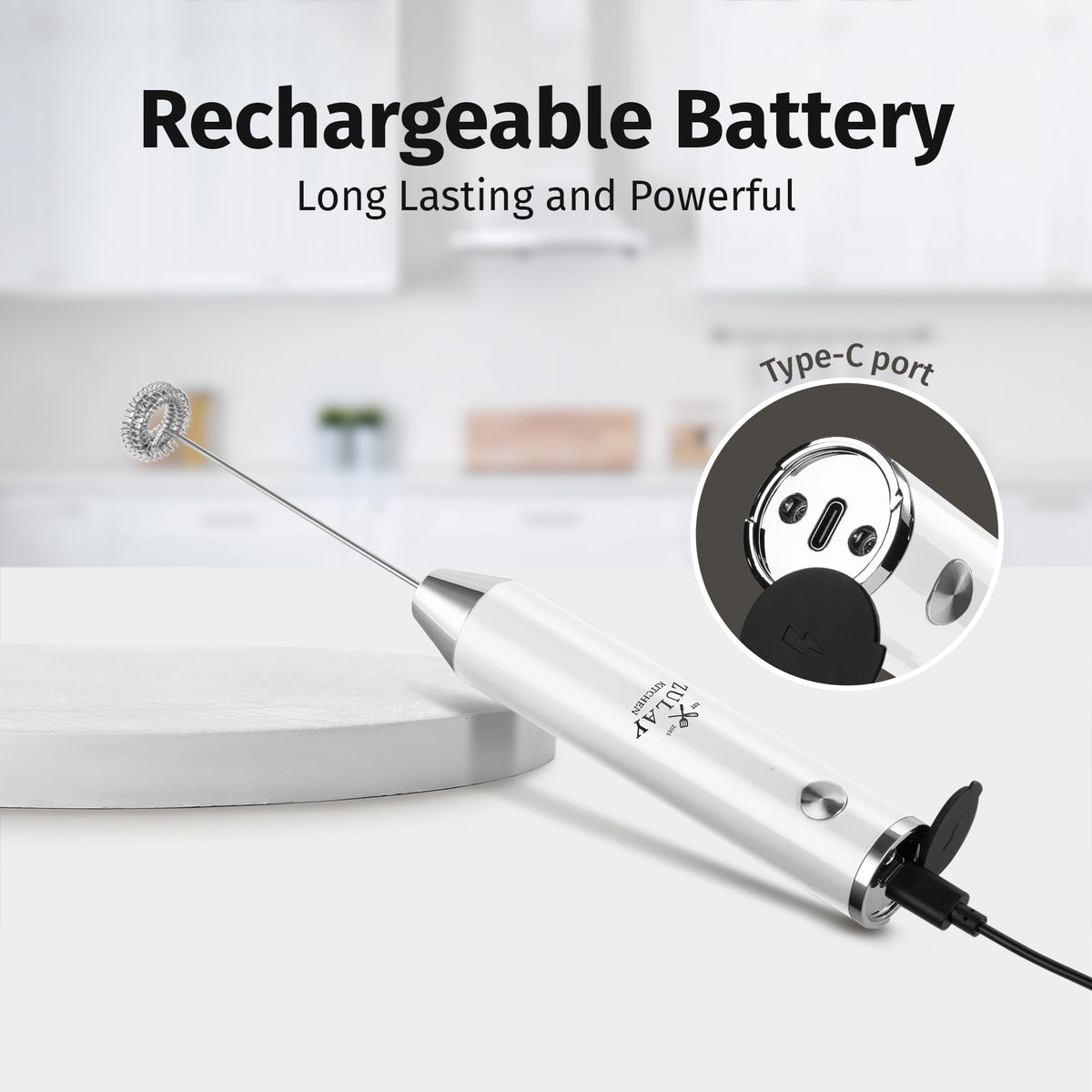 Zulay Kitchen 2000mAh battery powered frother for extended use