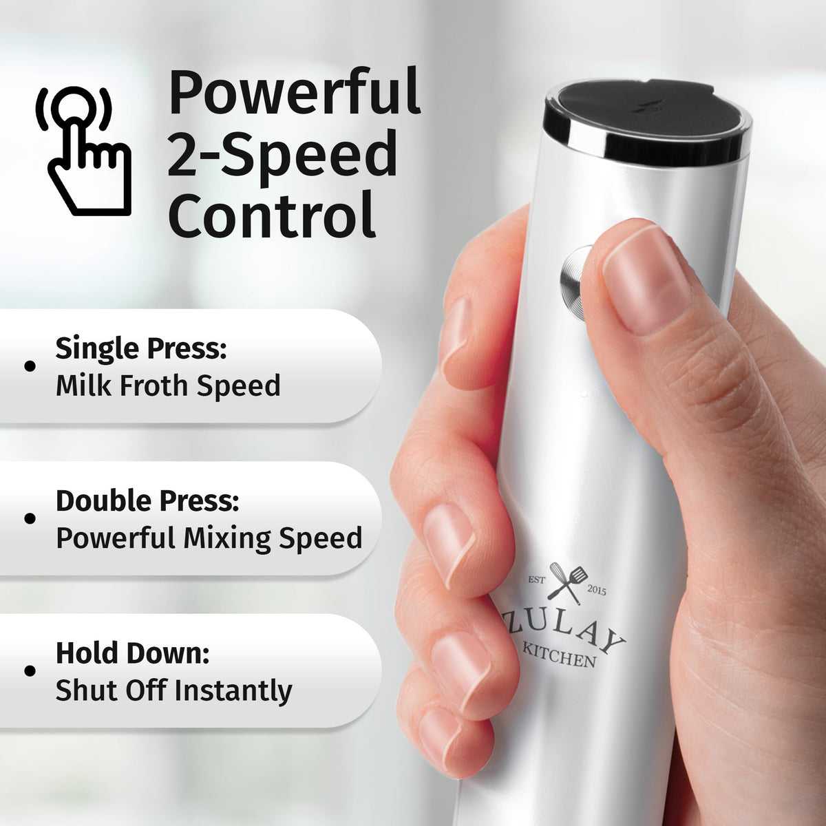 Zulay Kitchen IPX6 waterproof frother designed for easy cleaning