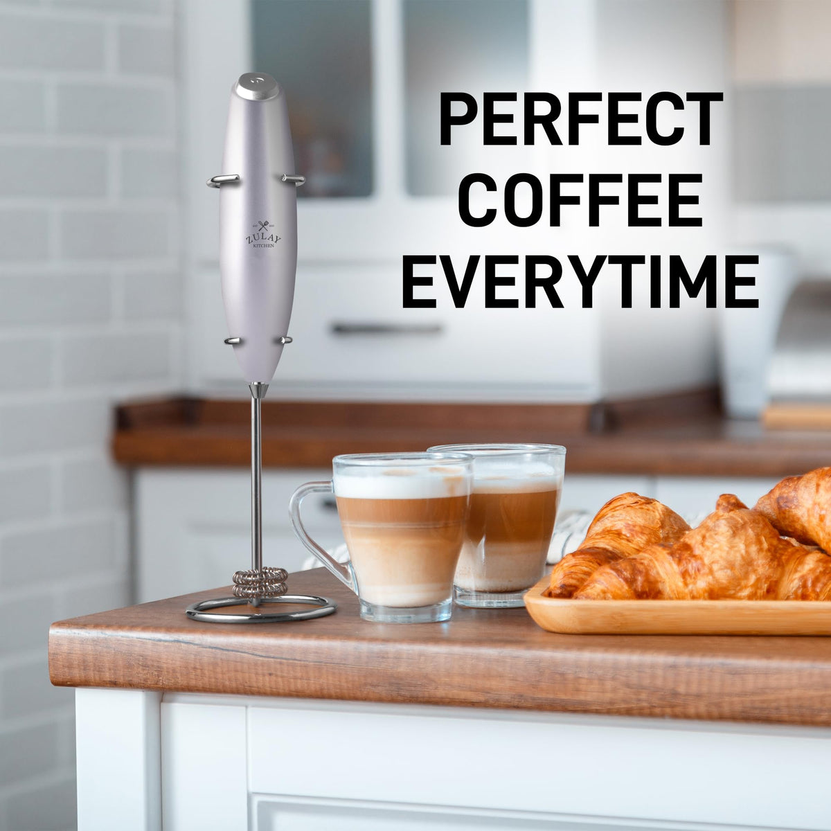 Zulay Kitchen frother used with non-dairy milk for foam