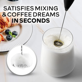 Zulay Kitchen milk frother wand quick foam for cappuccinos and hot chocolate.
