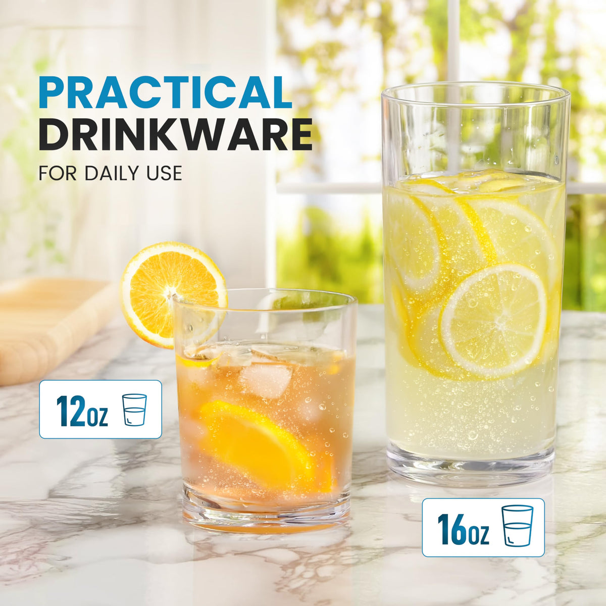 Zulay Kitchen mixed-size eight-pack for versatile home drinkware.