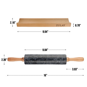 Zulay Kitchen non-stick marble rolling pin easy cleaning and less flour needed
