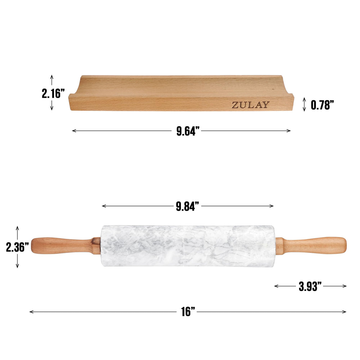 Zulay Kitchen nonstick marble rolling pin reduces flour use when rolling