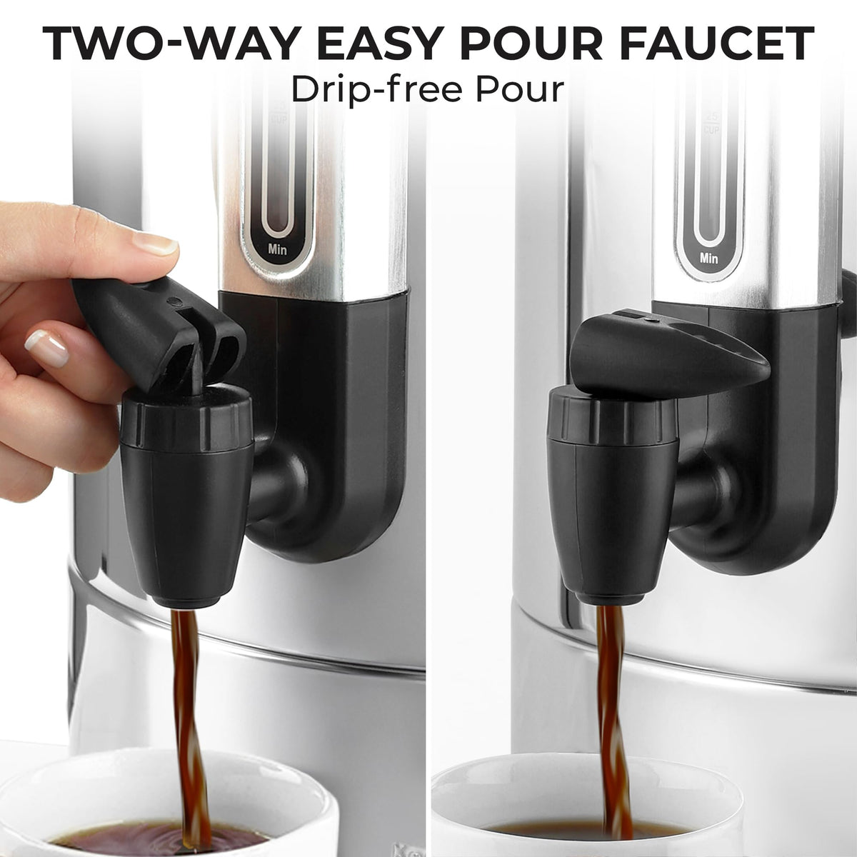 Zulay Kitchen 100-cup capacity suits large gatherings and catering needs.