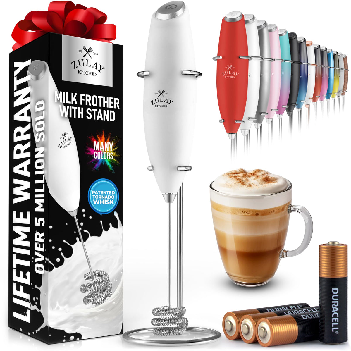 Zulay Kitchen frother creates creamy coffee foam in seconds for a café-inspired drink