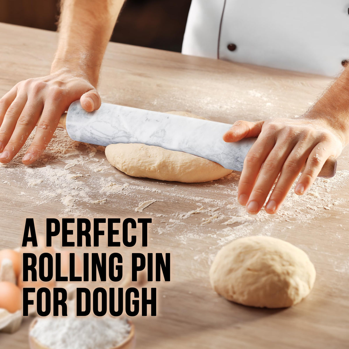 Zulay Kitchen polished marble surface yields smooth dough rolling with minimal sticking