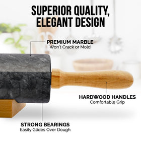 Zulay Kitchen polished natural marble rolling pin durable and long lasting