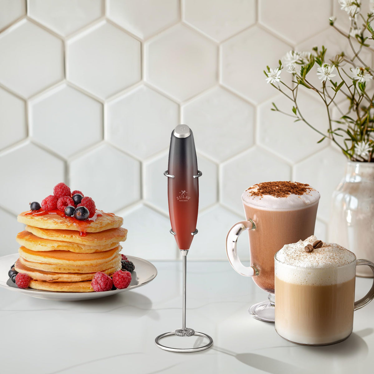 Zulay Kitchen frother wand doubles as a quick shake mixer for protein powders.