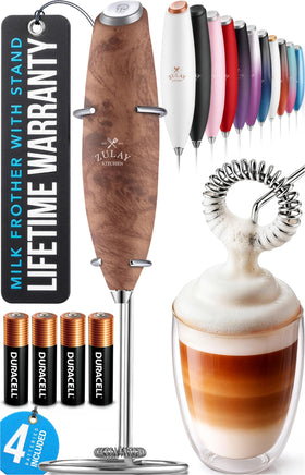 Zulay Kitchen powerful milk frother wand creates rich foam for home coffee