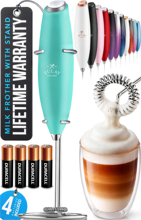Zulay Kitchen powerful milk frother wand front view for quick café-style foam.