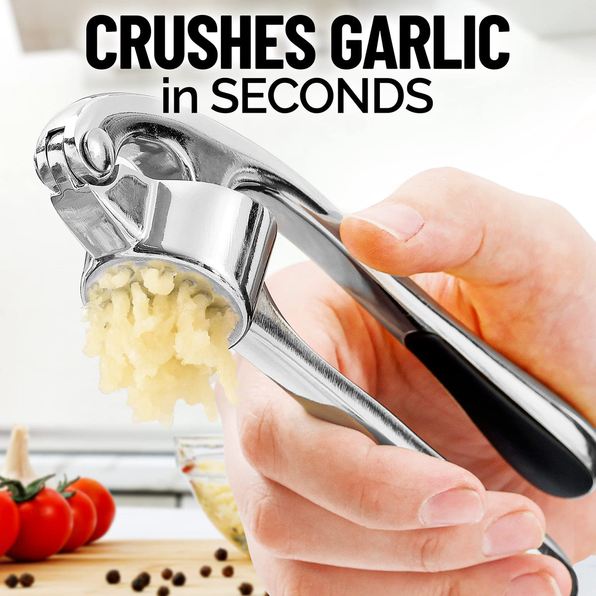 Zulay Kitchen premium garlic press set chrome assembly ready-to-use tool for fast prep