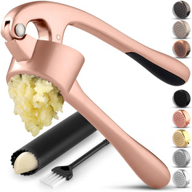 Zulay Kitchen premium garlic press set in rose gold for easy mincing