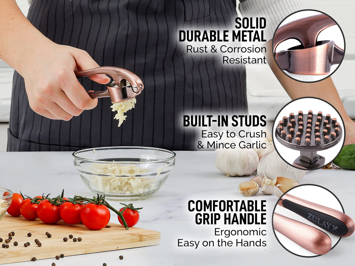 Zulay premium garlic press set with warranty and long-term value