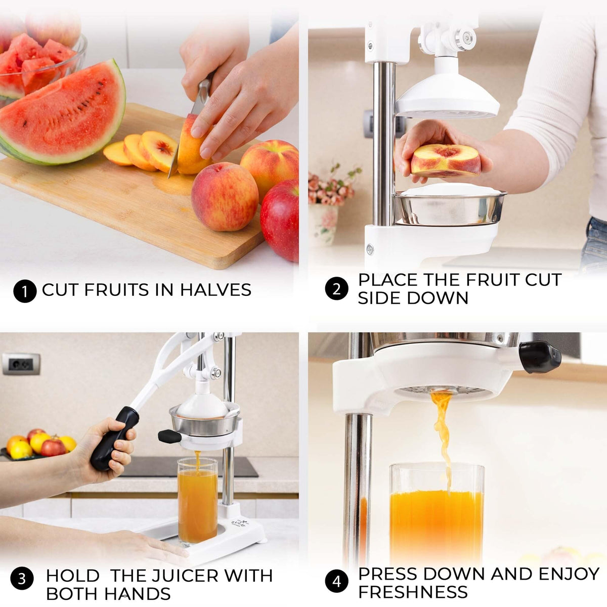 Zulay Kitchen Pulperizer 5-inch bowl handles various fruit sizes for versatility.