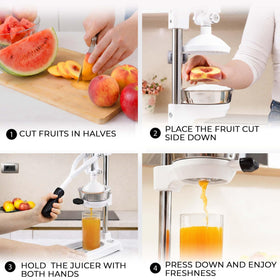 Zulay Kitchen Pulperizer 5-inch bowl handles various fruit sizes for versatility.