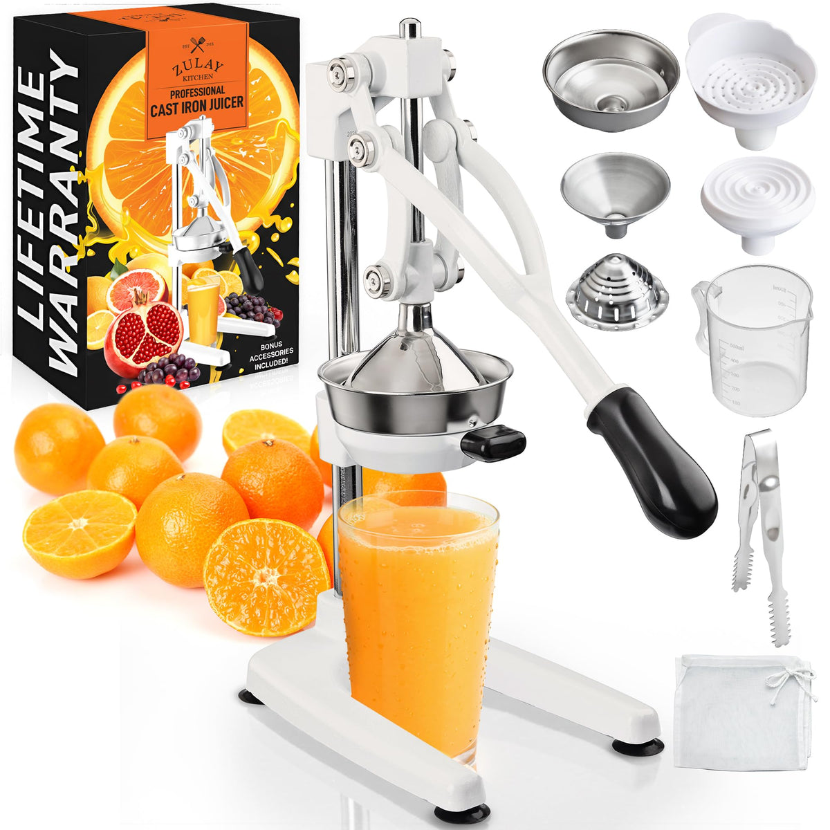 Zulay Kitchen Pulperizer 9-in-1 juicer for easy citrus juice extraction.