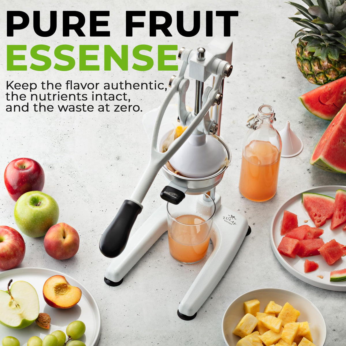 Zulay Kitchen Pulperizer ideal for home use with fresh fruit juice recipes.