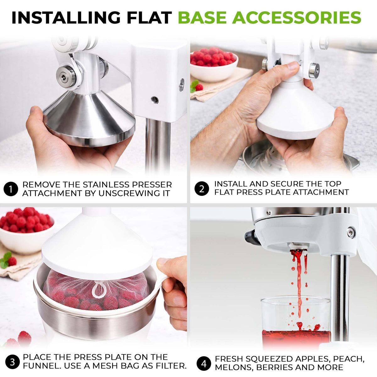 Zulay Kitchen Pulperizer stainless steel bowl attachment provides sturdy juice collection.