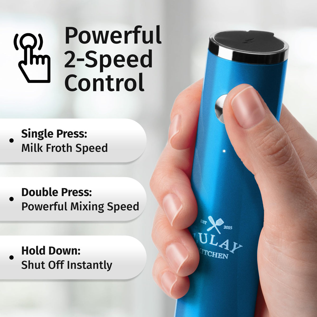 Zulay Kitchen Rechargeable Frother Lux with hot and cold drinks, foaming versatility
