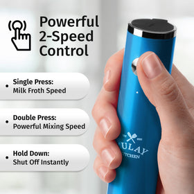 Zulay Kitchen Rechargeable Frother Lux with hot and cold drinks, foaming versatility