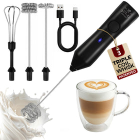 Zulay Kitchen Rechargeable Milk Frother dynamic front view with smooth foam