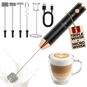 Zulay Kitchen Rechargeable Milk Frother Lux 4 Whisks delivers silky cafe foam