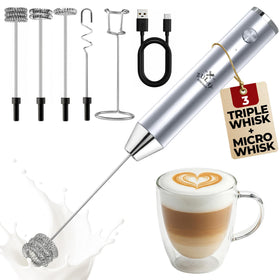 Zulay Kitchen Rechargeable Milk Frother Lux-foam creates smooth latte texture.