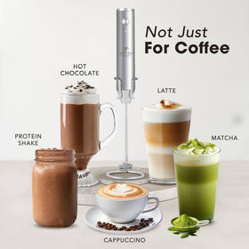 Zulay Kitchen Rechargeable Milk Frother Turbo-foam delivers thick foam for cafe drinks.