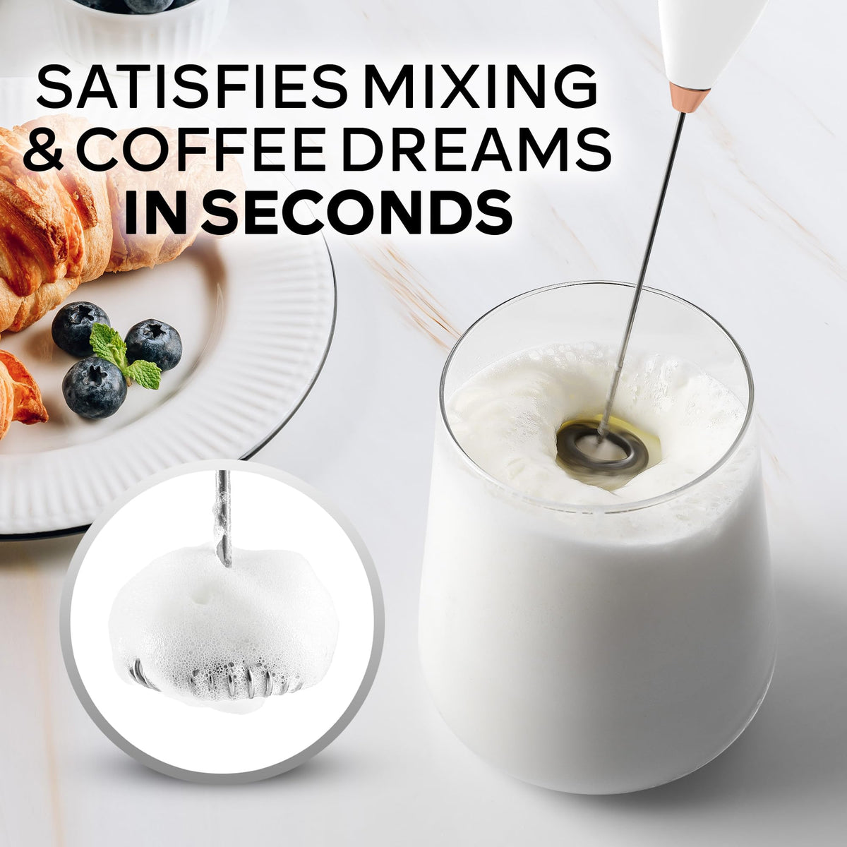 Zulay Kitchen rose-gold frother adds elegant foam to cappuccinos
