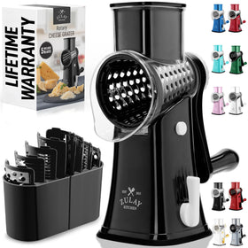 Zulay Kitchen rotary cheese grater assembled for easy, mess-free shredding