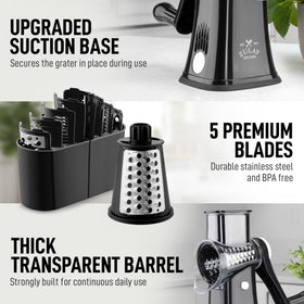 Dishwasher-safe blades and hopper on the Zulay grater for simple cleanup