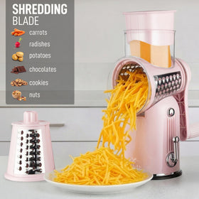Grater rests on reinforced suction base for stable use.