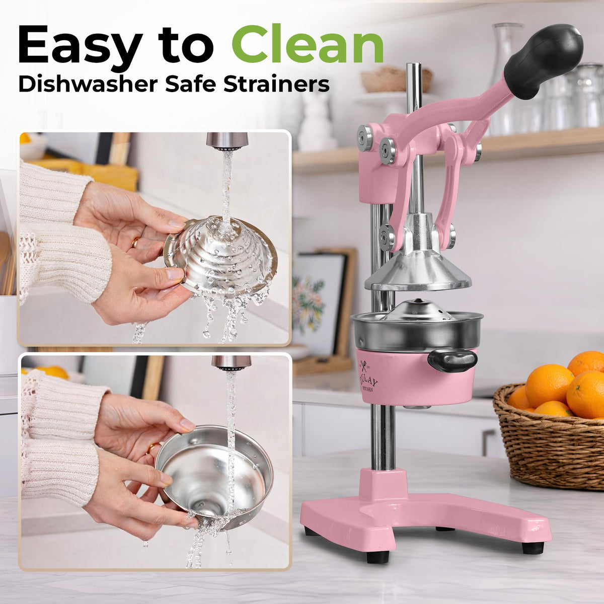 Zulay Kitchen rubberized feet prevent slipping on busy counters.
