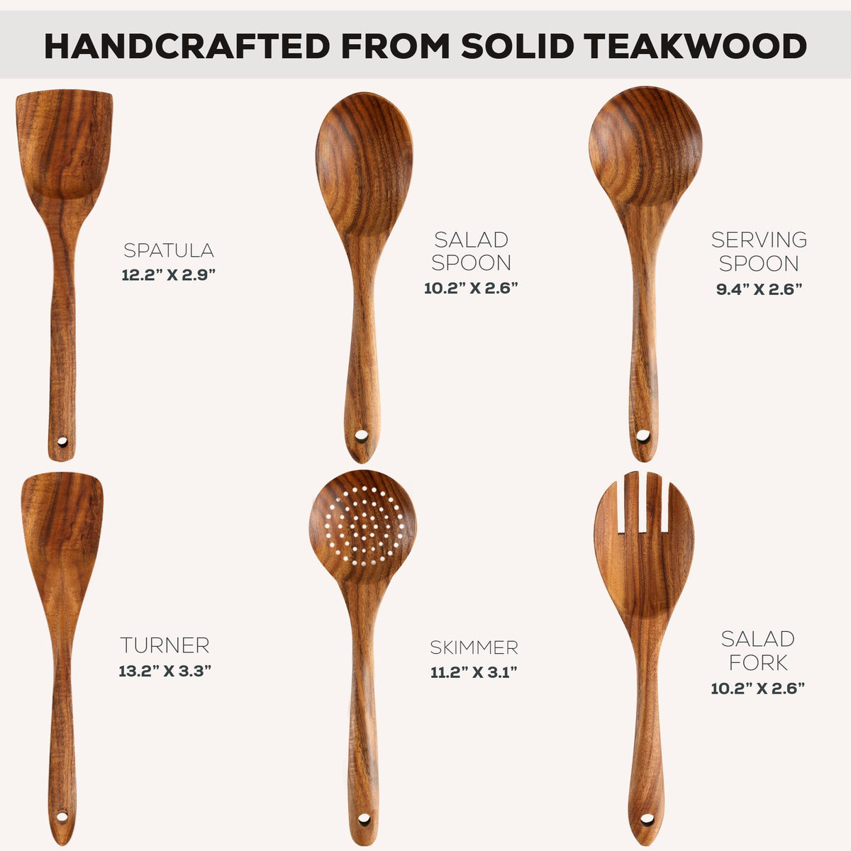 Zulay Kitchen serving spoon in teak wood, sturdy for table service