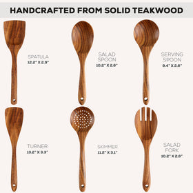 Zulay Kitchen serving spoon in teak wood, sturdy for table service