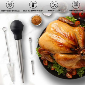 Silicone bulb stays cool during high-heat cooking with Zulay baster