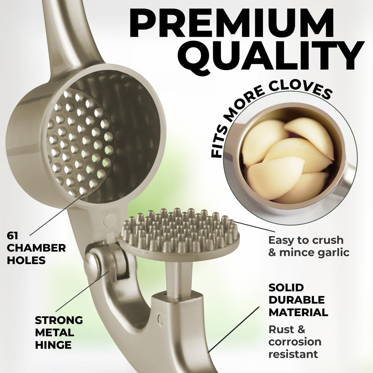 Zulay Kitchen silicone garlic peeler included for simple skin removal.